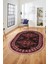 Dijital Kaymaz Yıkanabilir Etnik Desen Oval Yolluk Mutfak Salon Halısı, O-Etnik-03-Pembe, 1