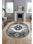 Etnik Desenli Dijital Baskılı Kaymaz Yıkanabilir Oval Yolluk Mutfak Salon Halısı, O-Etnik-05-Gri, 2