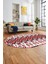 Renkli Etnik Desenli Dijital Kaymaz Yıkanabilir Oval Yolluk Mutfak Salon Halısı, O-Etnik-06-Kırmızı, 5