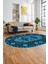 Şık Tasarım Etnik Desenli Dijital Kaymaz Yıkanabilir Oval Yolluk Salon Halısı, O-Etnik-08-Mavi, 4