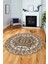 Dijital Kaymaz Yıkanabilir Şık Etnik Desenli Yuvarlak Mutfak Salon Halısı, Y-Etnik-14-Kahve, 1