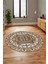 Dijital Kaymaz Yıkanabilir Şık Etnik Desenli Yuvarlak Mutfak Salon Halısı, Y-Etnik-14-Kahve, 2