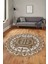 Dijital Kaymaz Yıkanabilir Şık Etnik Desenli Yuvarlak Mutfak Salon Halısı, Y-Etnik-14-Kahve, 3