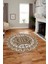 Dijital Kaymaz Yıkanabilir Şık Etnik Desenli Yuvarlak Mutfak Salon Halısı, Y-Etnik-14-Kahve, 4