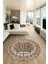 Dijital Kaymaz Yıkanabilir Şık Etnik Desenli Yuvarlak Mutfak Salon Halısı, Y-Etnik-14-Kahve, 5