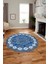 Sade Etnik Desen Kaymaz Yıkanabilir Yuvarlak Mutfak Salon Koridor Halısı, Y-Etnik-19-Mavi, 2