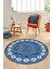 Sade Etnik Desen Kaymaz Yıkanabilir Yuvarlak Mutfak Salon Koridor Halısı, Y-Etnik-19-Mavi, 4