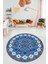 Sade Etnik Desen Kaymaz Yıkanabilir Yuvarlak Mutfak Salon Koridor Halısı, Y-Etnik-19-Mavi, 5