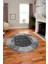 Dijital Kaymaz Yıkanabilir Yeni Etnik Desenli Yuvarlak Mutfak Salon Halısı, Y-Etnik-16-Gri, 3