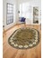 Sade Etnik Desen Kaymaz Yıkanabilir Oval Yolluk Mutfak Salon Koridor Halısı, O-Etnik-19-Sarı, 2