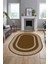 Dijital Kaymaz Yıkanabilir Çerçeveli Şık Tasarım Oval Mutfak Salon Halısı, O-Çerçeveli-03-Kahve, 3