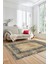 Sade Motifli Çerçeve Desenli Modern Yıkanabilir Yolluk Mutfak Salon Halısı, Çerçeveli-14-Krem, 3
