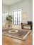 Sade Tasarım Çerçeve Desenli Modern Yıkanabilir Mutfak Salon Halısı, Çerçeveli-12-Kahve, 1