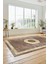 Sade Tasarım Çerçeve Desenli Modern Yıkanabilir Mutfak Salon Halısı, Çerçeveli-12-Kahve, 5