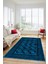 Etnik Çerçeve Desenli Modern Yıkanabilir Yolluk Mutfak Salon Halısı, Çerçeveli-20-Mavi, 1