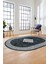 Dijital Kaymaz Yıkanabilir Göbekli Çerçeveli Oval Mutfak Salon Halısı, O-Çerçeveli-01-Füme, 2