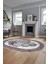 Dijital Kaymaz Yıkanabilir Modern Çerçeveli Oval Mutfak Salon Halısı, O-Çerçeveli-04-Bordo, 4