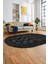 Etnik Çerçeve Desen Modern Yıkanabilir Yolluk Mutfak Oval Salon Halısı, O-Çerçeveli-20-Antrasit, 4