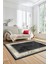 Şık Çerçeve Desenli Modern Yıkanabilir Yolluk Mutfak Salon Halısı, Çerçeveli-21-Antrasit, 1