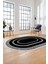 Dijital Kaymaz Yıkanabilir Çerçeveli Şık Tasarım Oval Mutfak Salon Halısı, O-Çerçeveli-03-Siyah, 2
