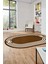 Dijital Kaymaz Yıkanabilir Modern Şık Çerçeveli Oval Yolluk Salon Halısı, O-Çerçeveli-44-Kahve, 2