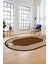 Dijital Kaymaz Yıkanabilir Modern Şık Çerçeveli Oval Yolluk Salon Halısı, O-Çerçeveli-44-Kahve, 4