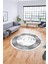 Şık Motif Çerçeve Desen Modern Yıkanabilir Yolluk Mutfak Yuvarlak Salon Halısı, Y-Çerçeveli-13-Gri, 4