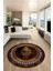 Dijital Kaymaz Yıkanabilir Çerçeveli Yolluk Yuvarlak Mutfak Salon Halısı, Y-Çerçeveli-02-Gold, 2