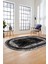 Sade Motifli Çerçeve Desen Modern Yıkanabilir Yolluk Mutfak Oval Salon Halısı, O-Çerçeveli-14-Siyah, 1