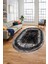 Sade Motifli Çerçeve Desen Modern Yıkanabilir Yolluk Mutfak Oval Salon Halısı, O-Çerçeveli-14-Siyah, 4