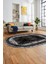 Sade Motifli Çerçeve Desen Modern Yıkanabilir Yolluk Mutfak Oval Salon Halısı, O-Çerçeveli-14-Siyah, 5