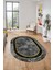 Mermer Çerçeve Desen Modern Yıkanabilir Yolluk Mutfak Oval Salon Halısı, O-Çerçeveli-18-Gri, 5