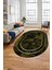 Mermer Çerçeve Desen Modern Yıkanabilir Yolluk Mutfak Oval Salon Halısı, O-Çerçeveli-18-Yeşil, 3