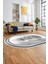 Modern Çerçeve Desen Yıkanabilir Kaymaz Yolluk Mutfak Oval Salon Halısı, O-Çerçeveli-24-Gri, 3
