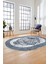 Dijital Kaymaz Yıkanabilir Modern Çerçeveli Oval Mutfak Salon Halısı, O-Çerçeveli-04-Mavi, 2