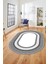 Dijital Kaymaz Yıkanabilir Çerçeveli Şık Tasarım Oval Mutfak Salon Halısı, O-Çerçeveli-03-Gri, 1