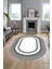 Dijital Kaymaz Yıkanabilir Çerçeveli Şık Tasarım Oval Mutfak Salon Halısı, O-Çerçeveli-03-Gri, 3