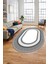 Dijital Kaymaz Yıkanabilir Çerçeveli Şık Tasarım Oval Mutfak Salon Halısı, O-Çerçeveli-03-Gri, 5
