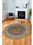Çerçeve Zincir Desen Yıkanabilir Kaymaz Yolluk Mutfak Yuvarlak Salon Halısı, Y-Çerçeve-31-Kahve, 2