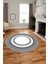 Dijital Kaymaz Yıkanabilir Çerçeveli Şık Tasarım Yuvarlak Mutfak Salon Halısı, Y-Çerçeveli-03-Gri, 1