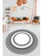 Dijital Kaymaz Yıkanabilir Çerçeveli Şık Tasarım Yuvarlak Mutfak Salon Halısı, Y-Çerçeveli-03-Gri, 4