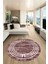 Yeni Şık Yıkanabilir Kaymaz Çerçeveli Modern Yuvarlak Yolluk Salon Halısı, Y-Çerçeveli-42-Bordo, 4