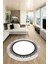 Klasik Tasarım Çerçeve Desen Modern Yıkanabilir Mutfak Yuvarlak Salon Halısı, Y-Çerçeveli-11-Krem, 1