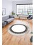 Klasik Tasarım Çerçeve Desen Modern Yıkanabilir Mutfak Yuvarlak Salon Halısı, Y-Çerçeveli-11-Krem, 4
