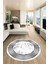 Şık Motif Çerçeve Desen Modern Yıkanabilir Yolluk Mutfak Yuvarlak Salon Halısı, Y-Çerçeveli-13-Gri, 1