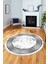 Şık Motif Çerçeve Desen Modern Yıkanabilir Yolluk Mutfak Yuvarlak Salon Halısı, Y-Çerçeveli-13-Gri, 5