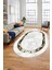 Mermer Çerçeve Desen Modern Yıkanabilir Yolluk Mutfak Oval Salon Halısı, O-Çerçeveli-18-Krem, 3
