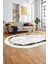 Mermer Çerçeve Desen Modern Yıkanabilir Yolluk Mutfak Oval Salon Halısı, O-Çerçeveli-18-Krem, 4