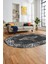 Klasik Çerçeve Desen Modern Yıkanabilir Yolluk Mutfak Oval Salon Halısı, O-Çerçeveli-19-Antrasit, 4