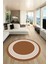 Dijital Kaymaz Taban Yıkanabilir Klasik Çerçeveli Yuvarlak Mutfak Salon Halısı, Y-Çerçeveli-07-Kahve, 2